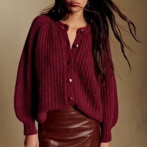 NWT Sezane Gilet Emile Cardigan Burgundy